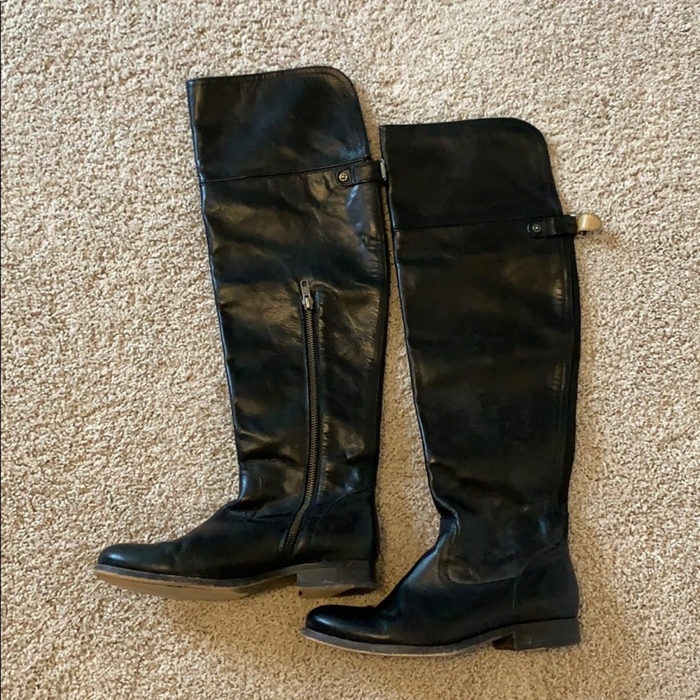 Frye 7.5/8 women’s tall blk leather otk boots